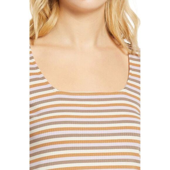 Vero Moda Womens Frida Square Neckline Minidress Small Neutral Stripe - Picture 5 of 6